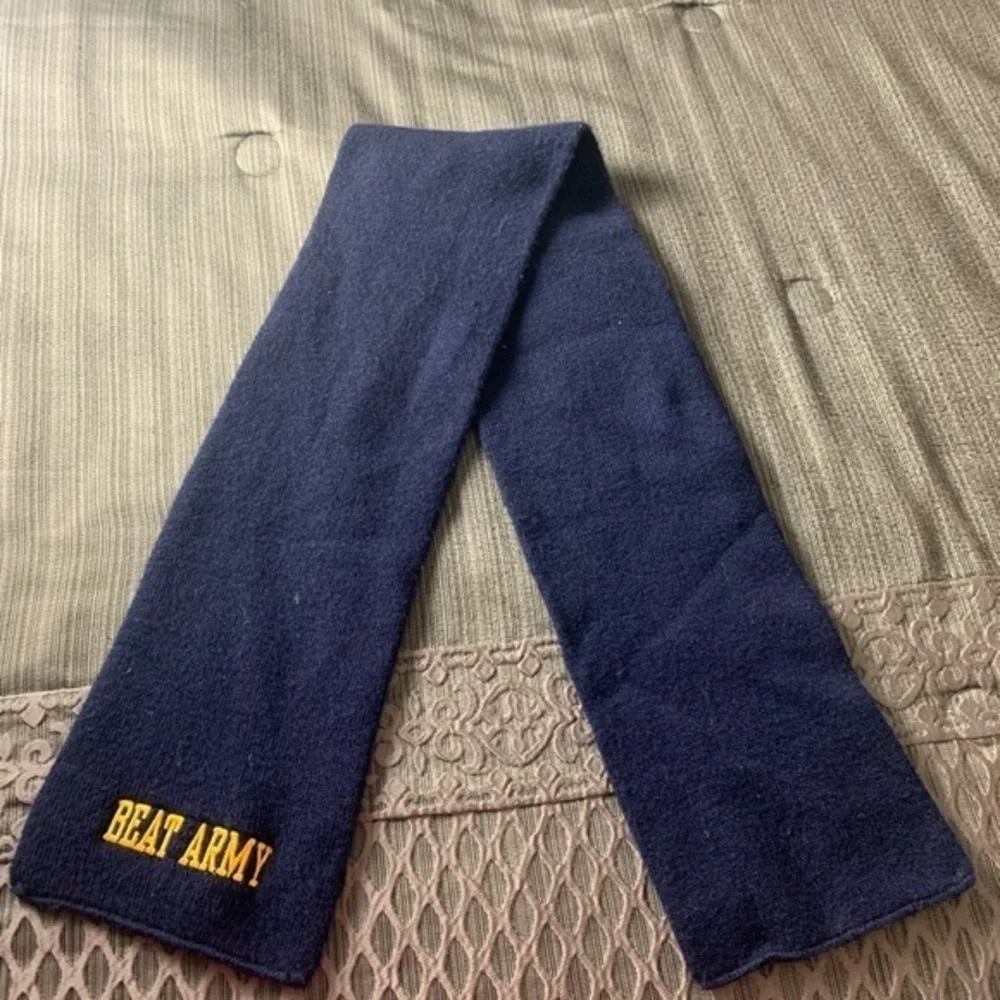 Vintage Beat Army Scarf Navy Blue with Yellow Embroidery